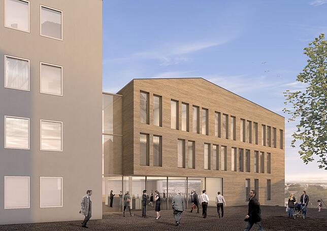 Zu wuchtig für Markdorf: Der sechstplatzierte Entwurf des Stuttgarter Büros Drei Architekten.