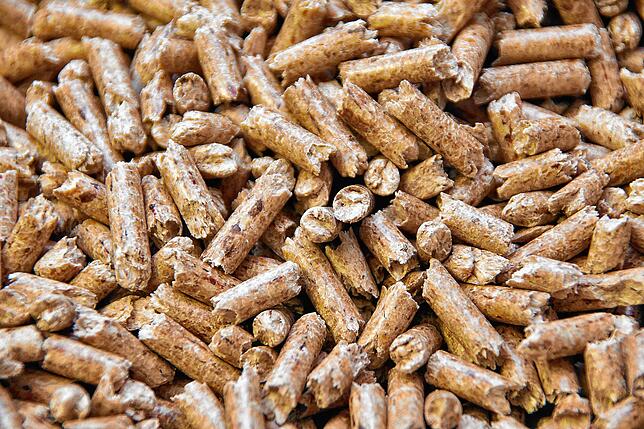 Pellets werden unter hohem Druck zu solchen Stäbchen gepresst.