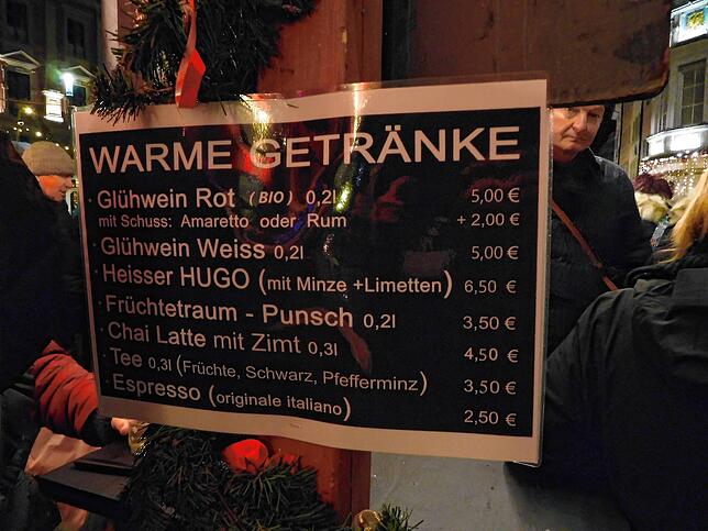 Kosten der angebotenen Getränke in der Schänke Römertrunk