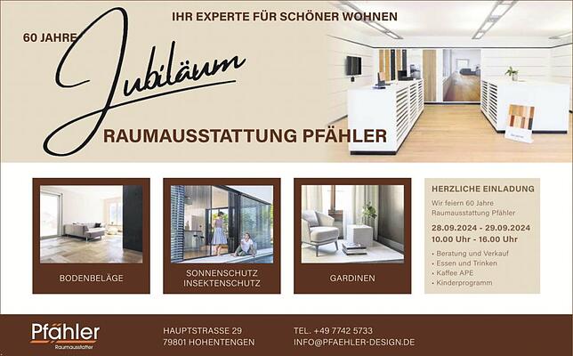 Bild 1: 60 Jahre Raumausstattung Pfähler: Qualität und Service seit 60 Jahren