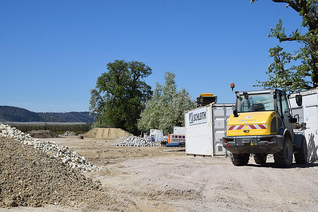 Die Baustelle für die Erweiterung des Kapellen-Parkplatzes in Bodman.