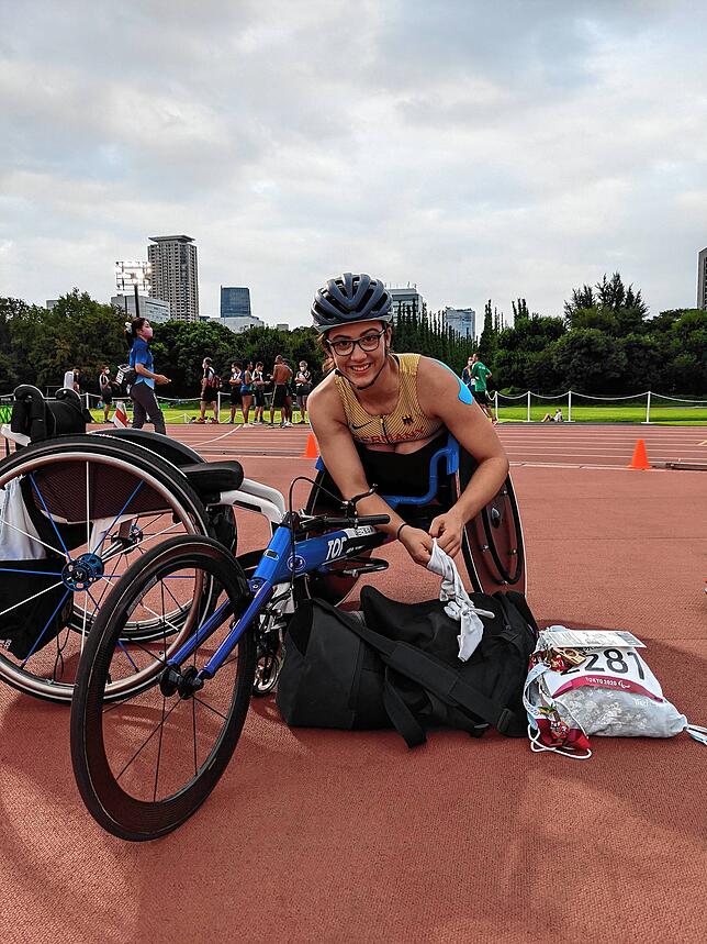 Vor dem Rennen: Merle Menje bei den Paralympics in Tokio.