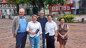 Kulturamtsleiter Andreas Dobmeier (von links), Projektleiterin Sandra Bummel, Matthias Fellhauer – Vorsitzender der Doubletown Bigband ...