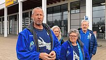 Achim Beier, Ulrike Obert, Karin Katranitz und Ulrich Korioth (von links) sorgen sich um die Fanbasis des VfB Friedrichshafen.
