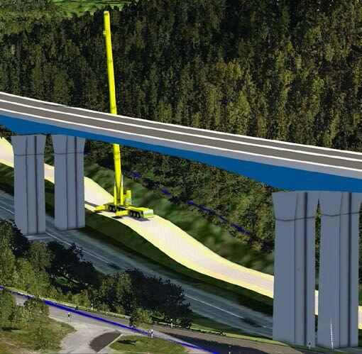 Die Stahlteile für das neue Brückenbauwerk sollen mittels Großkränen auf die Baustelle gelangen.
