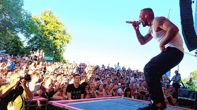 Ein Bild aus Pandemie-freien Tagen: Der Auftritt von Rapper Kontra K beim Hohentwielfestival vor zwei Jahren. 2018 konnte die ...