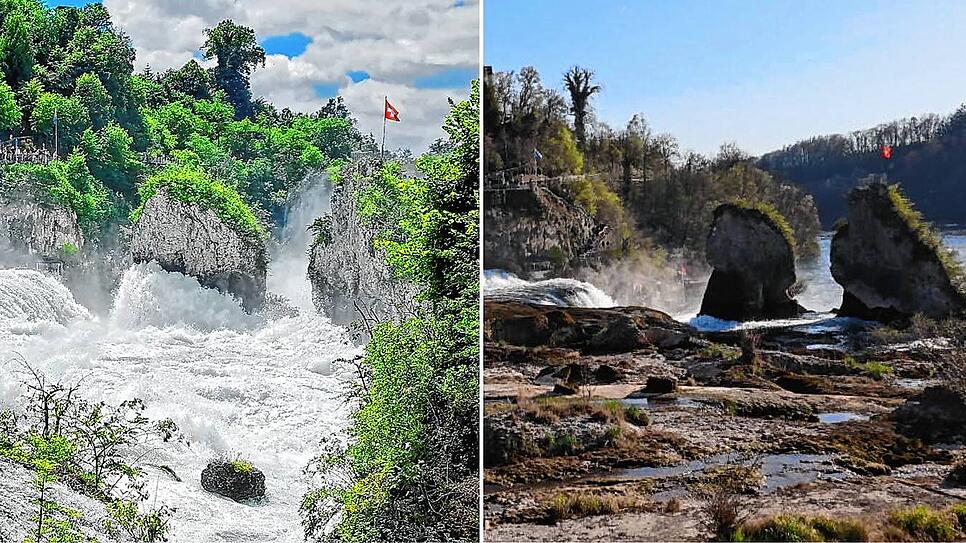 Starke Regenfälle haben den Rheinfall im Juni 2024 zum Sprudeln gebracht. Aktuell zeichnet sich ein komplett gegensätzliches Bild ab.
