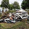 Diesen Wohnwagen auf dem Campingplatz Allensbach hat das Unwetter schlimm getroffen. Eine 34-jährige Frau und ihre fünfjährige Tochter ...