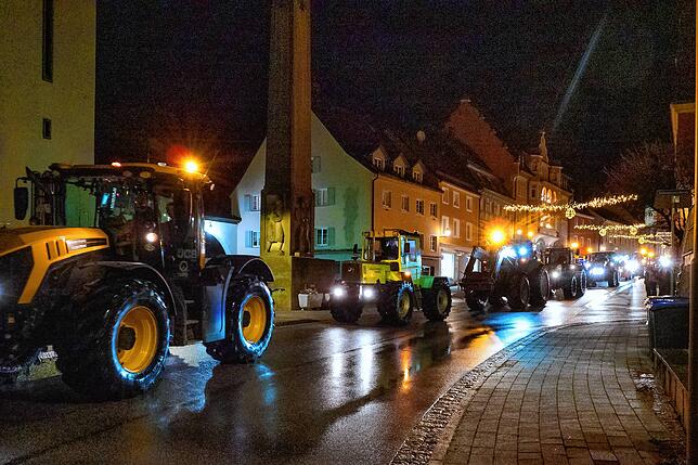 Der Protestzug durchquerte unter anderem die Stockacher Oberstadt (hier auf dem Bild) und führte dann am Stadtwall hinunter zum ...