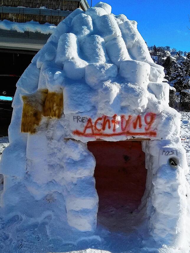 Künstlerisch: Dieser besonders schneereiche Winter zeitigt offenbar besondere Kreativität, was sich an diesem prächtigen Iglu in einem ...