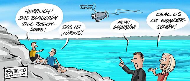 Bild 7: Viele Grüße von der Insel! Das Häfler Jahr in zwölf Karikaturen