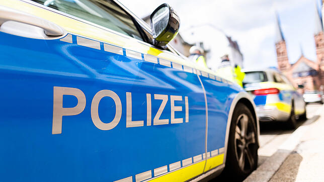 Zwei Einsatzfahrzeuge der Polizei stehen am Straßenrand.