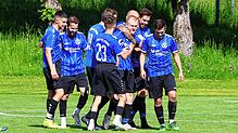 Die Spieler der Sportfreunde Owingen-Bilafingen bejubeln den 4:0-Sieg gegen Worblingen.
