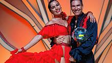 Renata Lusin (hier mit Christian Polanc bei der „Let‘s Dance Profi Challenge“) war im Hegau zu Gast.