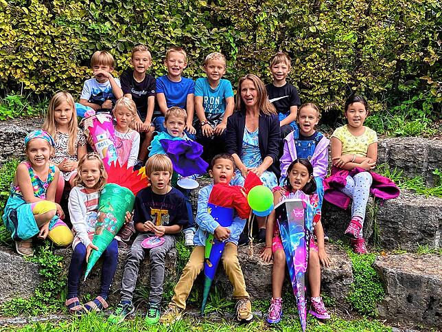 Wiestorschule Überlingen: Die jahrgangsübergreifende Klasse E2 mit Klassenlehrerin Silke Jesiger.