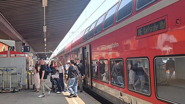 Die Schwarzwaldbahn im Singener Bahnhof.