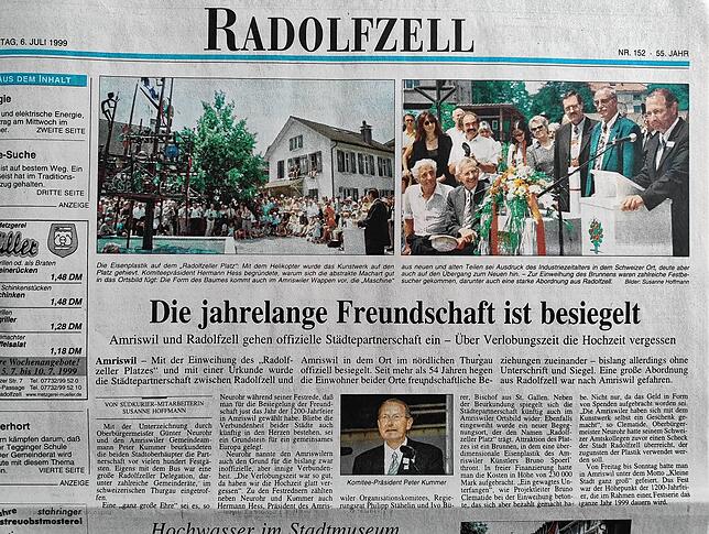 „Die jahrelange Freundschaft ist besiegelt“ – so berichtete der SÜDKURIER am 6. Juli 1999 vom Beginn der Städtepartnerschaft zwischen ...