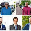 Sie alle wollen Bürgermeisterin oder Bürgermeister in Markdorf werden (oben, von links): Klaus Schultz, Heike Padberg, Alexander ...