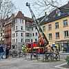 Die Feuerwehr ist am Mittwoch, 19. Februar, an der Laube im Einsatz.