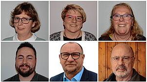 Sechs Personen auf dem Podium war ihnen zu wenig (von oben links): Henriette Fiedler (Freie Wähler),  Petra Herter (CDU), Petra Karg ...