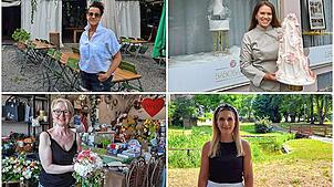 Sie alle kennen sich mit Hochzeiten im Hegau aus: Claudia Bohner-Börner (oben links) organisiert Hochzeitsfeiern im Friedinger ...