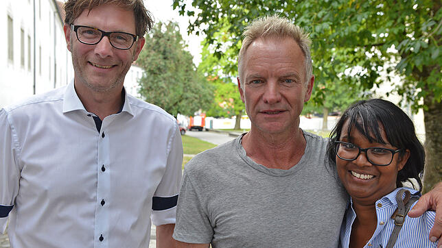 Chefredakteur Stefan Lutz, Sting, Tabea Scherer-Brunk (SÜDKURIER Alpha)