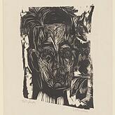 Ernst Ludwig Kirchner: „Kopf Robert Binswanger (Der Student), 1917/18, Holzschnitt.