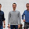 Niklas Roth und Timo Eckstein von der Firma Eckla sowie Marc Wenzinger (von links), die den Bollerwagen Metamo produzieren und vermarkten.