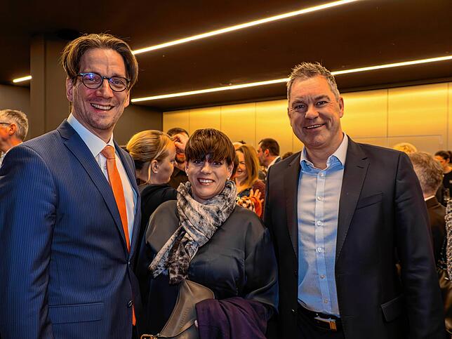 Björn Graf Bernadotte von der Mainau, Sonja Müller und Johannes Bliestle von der Reichenauer Gemüse-Genossenschaft.