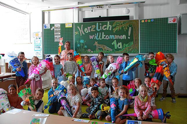 Die Klasse 1a der Grundschule Brigachtal mit Klassenlehrerin Claudia Schleifer