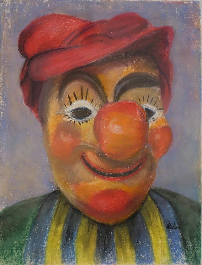 Bunt, fröhlich und lebendig: das Maskenbild Luschaibe von Rita Leber.