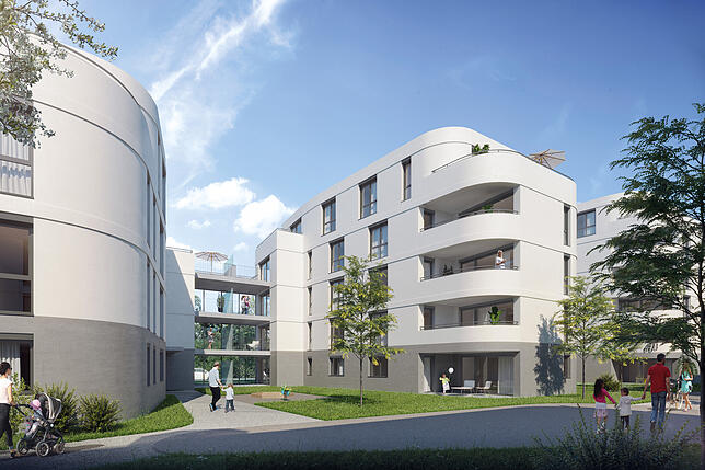 So soll es aussehen, wenn das Hofquartier Ende 2020 bezugsfertig sein soll.