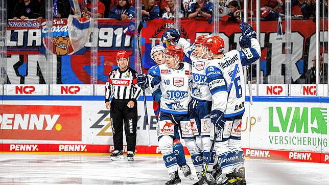 Die Wild-Wings-Profis Ken André Olimb (von links), Filip Reisnecker und Daryl Boyle können sich über einen Punktgewinn in Nürnberg freuen.