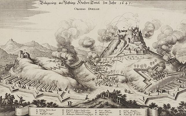Matthäus Merian interessiert 1641 vor allem die Festung auf dem Hohentwiel.