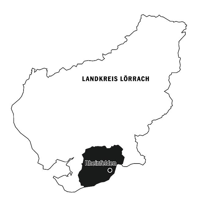 Rheinfelden liegt am südlichen Rand des Landkreises Lörrach.