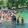 Baden im Rhein &ndash; wie hier beim Grenzüberschreitenden Rheinschwimmen in Rheinfelden &ndash; ist im diesem Jahr vermutlich beliebter ...