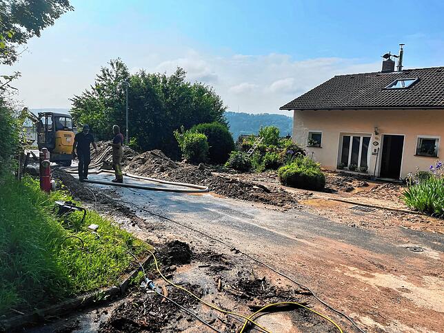 Die Schubertstraße in Waldshut nach dem Unwetter am 8. Juni.