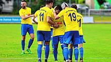 Der FC Singen 04 bejubelt den Treffer zum 1:0 gegen den VfR Hausen. Zum Sieg reichte er dennoch nicht.
