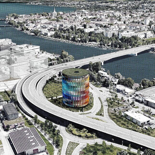 So soll es aussehen: Die Fassade des Asisi-Panoramas bei der Schänzlebrücke in Konstanz wird nicht zu übersehen sein.