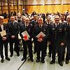 Nach der Delegiertenversammlung des Kreisfeuerwehrverbands Konstanz stellen sich die Hauptprotagonisten den Fotografen (von links): ...