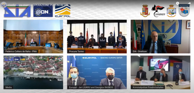 Ein Screenshot der gemeinsamen Pressekonferenz von Staatsanwaltschaft Turin, Kripo Friedrichshafen und Staatsanwaltschaft Konstanz am 5. ...