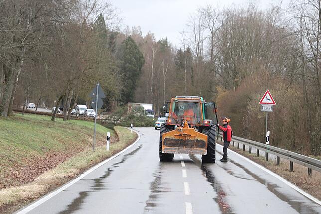 Förster Michael Flöß und sein Team befreien die Straßen von umgeknickten Bäumen.