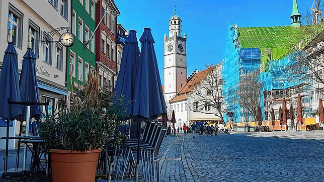 Der Ravensburger Marienplatz im März 2021.