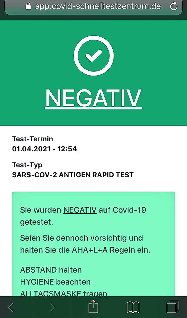 Das Ergebnis gibt es wenige Minuten nach dem Test bereits aufs Smartphone.