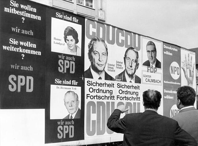 Bei den Landtagswahlen vom 28. April 1968 holte die NPD 9,8 Prozent der Stimmen und zog in den Landtag ein. Bild: dpa