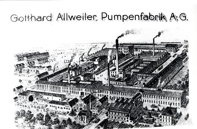Historische Postkarte aus unbekanntem Erscheinungsjahr mit dem Werksgelände der Firma Allweiler in Radolfzell. Bild: SK-Archiv