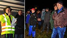 Mahnwache in Bad Säckingen (von links): BLHV-Vorstandsmitglied Bernhard Schleicher im Austausch mit Politikern wie Felix Schreiner, ...