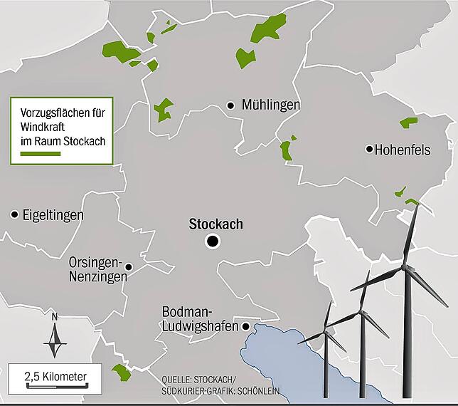 Mehrere Flächen auf dem Gebiet der Verwaltungsgemeinschaft Stockach sollen als Vorrangflächen für Windkraft ausgewiesen werden.