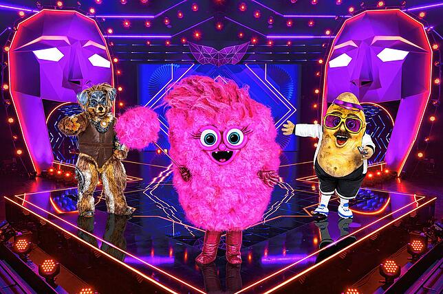 Diese Masken sind in Staffel 10 dabei: Robodog (von links), Zuckerwatte, Couchpotato. Welche Promis stecken darunter?