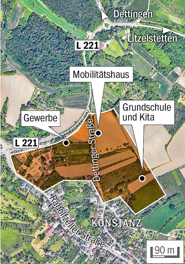 Der erste Bauabschnitt entsteht zu beiden Seiten der Dettinger Straße. Allein dort sind rund 1000 neue Wohnungen geplant.